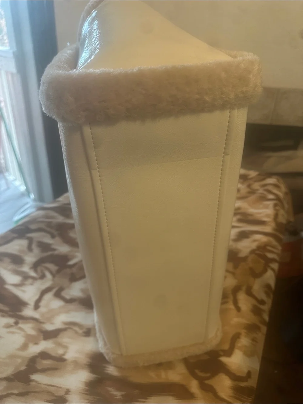 kate spade Cream Tote with Plush Trim